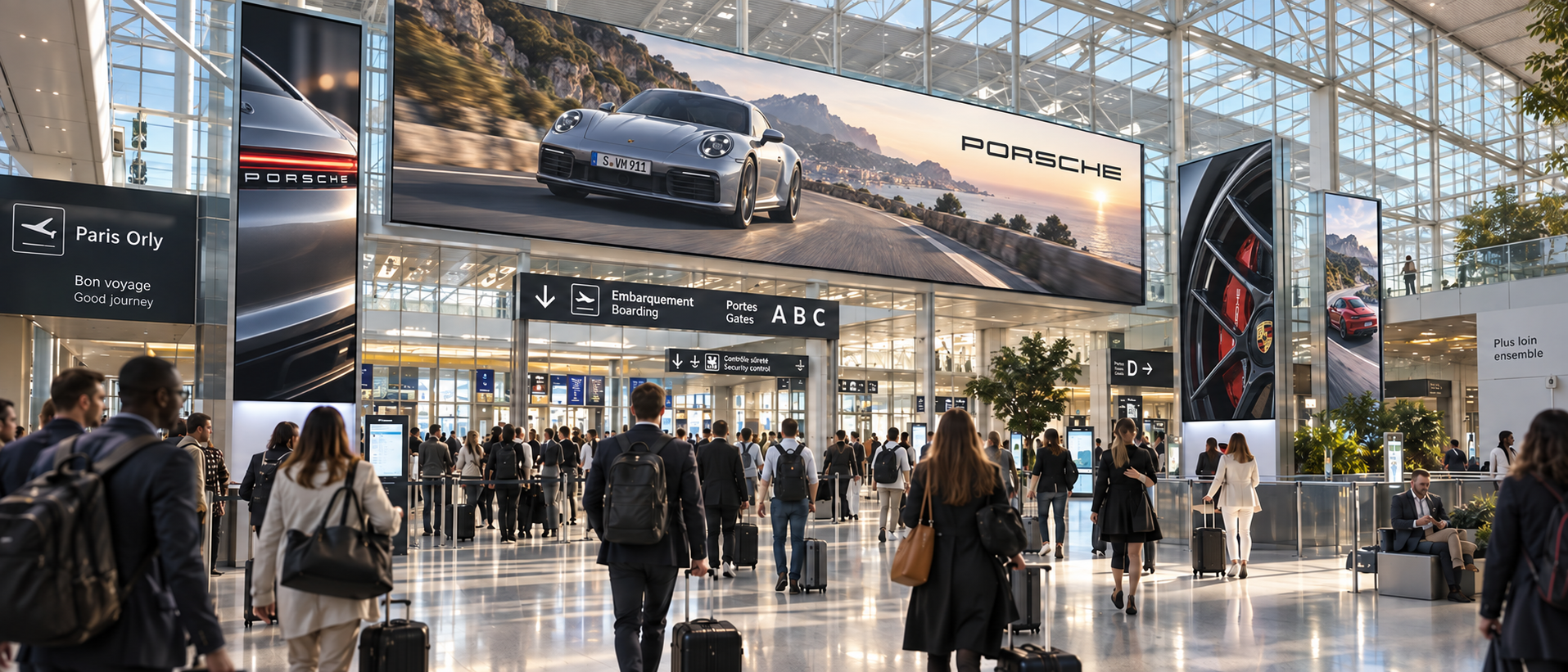 Écran LED géant en aéroport