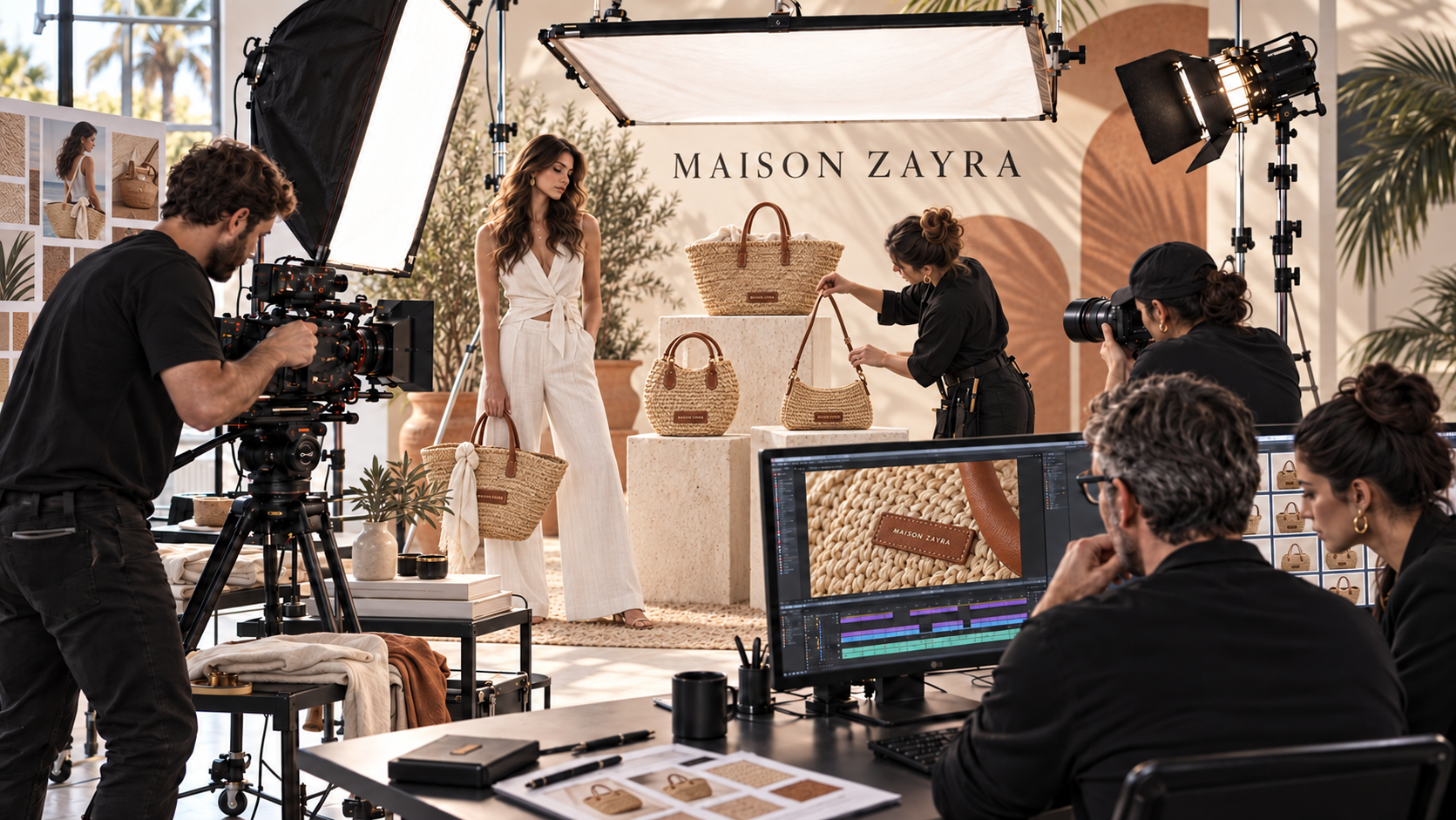 Tournage et shooting photo d'une campagne de marque en studio
